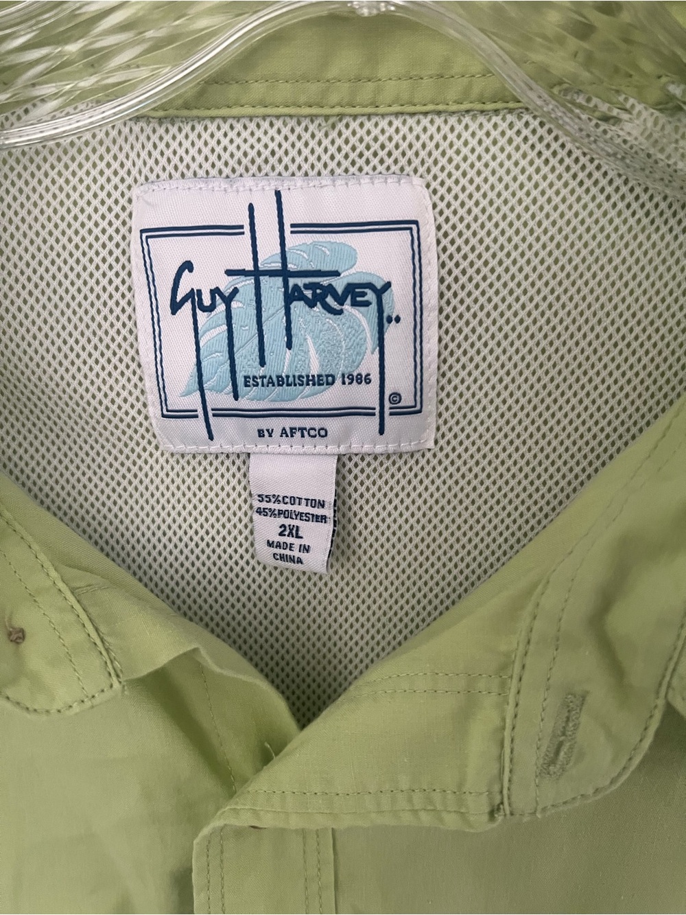 Guy Harvey Light Green Short Sleeve Shirt with Mesh Back - Picture 2 of 3